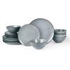 imageFamiware Dinnerware Sets for 4 Ocean Round 12Piece Kitchen Plates and Bowls Sets Microwave and Dishwasher Safe Scratch Resistant Matte BlackGray