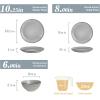 imageFamiware Dinnerware Sets for 4 Ocean Round 12Piece Kitchen Plates and Bowls Sets Microwave and Dishwasher Safe Scratch Resistant Matte BlackGray
