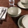 imageFamiware Dinnerware Sets for 4 Ocean Round 12Piece Kitchen Plates and Bowls Sets Microwave and Dishwasher Safe Scratch Resistant Matte BlackLight khaki
