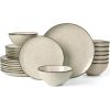 imageFamiware Dinnerware Sets for 4 Ocean Round 12Piece Kitchen Plates and Bowls Sets Microwave and Dishwasher Safe Scratch Resistant Matte BlackLight khaki