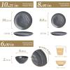imageFamiware Dinnerware Sets for 4 Ocean Round 12Piece Kitchen Plates and Bowls Sets Microwave and Dishwasher Safe Scratch Resistant Matte BlackMatte Black