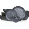 imageFamiware Dinnerware Sets for 4 Ocean Round 12Piece Kitchen Plates and Bowls Sets Microwave and Dishwasher Safe Scratch Resistant Matte BlackMatte Black