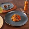 imageFamiware Dinnerware Sets for 4 Ocean Round 12Piece Kitchen Plates and Bowls Sets Microwave and Dishwasher Safe Scratch Resistant Matte BlackMatte Black