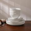 imageFamiware Dinnerware Sets for 4 Ocean Round 12Piece Kitchen Plates and Bowls Sets Microwave and Dishwasher Safe Scratch Resistant Matte BlackMatte White