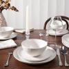 imageFamiware Dinnerware Sets for 4 Ocean Round 12Piece Kitchen Plates and Bowls Sets Microwave and Dishwasher Safe Scratch Resistant Matte BlackMatte White