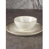 imageFamiware Dinnerware Sets for 4 Ocean Round 12Piece Kitchen Plates and Bowls Sets Microwave and Dishwasher Safe Scratch Resistant Matte BlackVanilla White