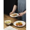 imageFamiware Dinnerware Sets for 4 Ocean Round 12Piece Kitchen Plates and Bowls Sets Microwave and Dishwasher Safe Scratch Resistant Matte BlackVanilla White