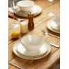 imageFamiware Dinnerware Sets for 4 Ocean Round 12Piece Kitchen Plates and Bowls Sets Microwave and Dishwasher Safe Scratch Resistant Matte BlackVanilla White