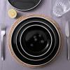 imageFamiware Nebula Plates and Bowls Sets for 4 12 Pieces Stoneware Dinnerware Set Microwave and Dishwasher Safe Dishes Set White with Black RimBlack with White Rim