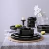 imageFamiware Nebula Plates and Bowls Sets for 4 12 Pieces Stoneware Dinnerware Set Microwave and Dishwasher Safe Dishes Set White with Black RimBlack with White Rim