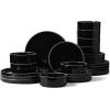 imageFamiware Nebula Plates and Bowls Sets for 4 12 Pieces Stoneware Dinnerware Set Microwave and Dishwasher Safe Dishes Set White with Black RimBlack with White Rim