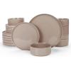 imageFamiware Nebula Plates and Bowls Sets for 4 12 Pieces Stoneware Dinnerware Set Microwave and Dishwasher Safe Dishes Set White with Black RimCinnamon Brown