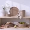 imageFamiware Nebula Plates and Bowls Sets for 4 12 Pieces Stoneware Dinnerware Set Microwave and Dishwasher Safe Dishes Set White with Black RimCinnamon Brown