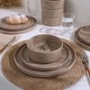 imageFamiware Nebula Plates and Bowls Sets for 4 12 Pieces Stoneware Dinnerware Set Microwave and Dishwasher Safe Dishes Set White with Black RimCinnamon Brown