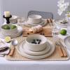 imageFamiware Nebula Plates and Bowls Sets for 4 12 Pieces Stoneware Dinnerware Set Microwave and Dishwasher Safe Dishes Set White with Black RimCreamy White with Colorful Speckles