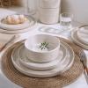 imageFamiware Nebula Plates and Bowls Sets for 4 12 Pieces Stoneware Dinnerware Set Microwave and Dishwasher Safe Dishes Set White with Black RimCreamy White with Colorful Speckles