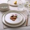 imageFamiware Nebula Plates and Bowls Sets for 4 12 Pieces Stoneware Dinnerware Set Microwave and Dishwasher Safe Dishes Set White with Black RimCreamy White with Colorful Speckles