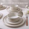 imageFamiware Nebula Plates and Bowls Sets for 4 12 Pieces Stoneware Dinnerware Set Microwave and Dishwasher Safe Dishes Set White with Black RimCreamy White with Colorful Speckles