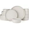 imageFamiware Nebula Plates and Bowls Sets for 4 12 Pieces Stoneware Dinnerware Set Microwave and Dishwasher Safe Dishes Set White with Black RimCreamy White with Colorful Speckles