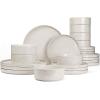imageFamiware Nebula Plates and Bowls Sets for 4 12 Pieces Stoneware Dinnerware Set Microwave and Dishwasher Safe Dishes Set White with Black RimCreamy White with Colorful Speckles