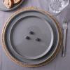 imageFamiware Nebula Plates and Bowls Sets for 4 12 Pieces Stoneware Dinnerware Set Microwave and Dishwasher Safe Dishes Set White with Black RimDark Gray
