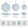 imageFamiware Nebula Plates and Bowls Sets for 4 12 Pieces Stoneware Dinnerware Set Microwave and Dishwasher Safe Dishes Set White with Black RimLight Blue with Brown Rim