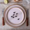 imageFamiware Nebula Plates and Bowls Sets for 4 12 Pieces Stoneware Dinnerware Set Microwave and Dishwasher Safe Dishes Set White with Black RimLight Pink with Brown Rim