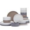 imageFamiware Nebula Plates and Bowls Sets for 4 12 Pieces Stoneware Dinnerware Set Microwave and Dishwasher Safe Dishes Set White with Black RimMulticolor