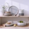 imageFamiware Nebula Plates and Bowls Sets for 4 12 Pieces Stoneware Dinnerware Set Microwave and Dishwasher Safe Dishes Set White with Black RimMulticolor