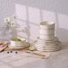 imageFamiware Nebula Plates and Bowls Sets for 4 12 Pieces Stoneware Dinnerware Set Microwave and Dishwasher Safe Dishes Set White with Black RimVanilla White with Brown Rim
