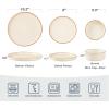 imageFamiware Nebula Plates and Bowls Sets for 4 12 Pieces Stoneware Dinnerware Set Microwave and Dishwasher Safe Dishes Set White with Black RimVanilla White with Brown Rim