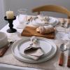 imageFamiware Nebula Plates and Bowls Sets for 4 12 Pieces Stoneware Dinnerware Set Microwave and Dishwasher Safe Dishes Set White with Black RimWhite