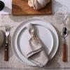 imageFamiware Nebula Plates and Bowls Sets for 4 12 Pieces Stoneware Dinnerware Set Microwave and Dishwasher Safe Dishes Set White with Black RimWhite
