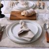 imageFamiware Nebula Plates and Bowls Sets for 4 12 Pieces Stoneware Dinnerware Set Microwave and Dishwasher Safe Dishes Set White with Black RimWhite