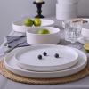 imageFamiware Nebula Plates and Bowls Sets for 4 12 Pieces Stoneware Dinnerware Set Microwave and Dishwasher Safe Dishes Set White with Black RimWhite with Colorful Speckles