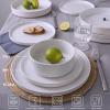 imageFamiware Nebula Plates and Bowls Sets for 4 12 Pieces Stoneware Dinnerware Set Microwave and Dishwasher Safe Dishes Set White with Black RimWhite with Colorful Speckles