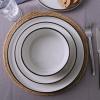imageFamiware Nebula Plates and Bowls Sets for 4 12 Pieces Stoneware Dinnerware Set Microwave and Dishwasher Safe Dishes Set White with Black RimWhite with Black Rim