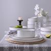 imageFamiware Nebula Plates and Bowls Sets for 4 12 Pieces Stoneware Dinnerware Set Microwave and Dishwasher Safe Dishes Set White with Black RimWhite with Black Rim
