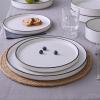 imageFamiware Nebula Plates and Bowls Sets for 4 12 Pieces Stoneware Dinnerware Set Microwave and Dishwasher Safe Dishes Set White with Black RimWhite with Black Rim