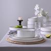 imageFamiware Nebula Plates and Bowls Sets for 4 12 Pieces Stoneware Dinnerware Set Microwave and Dishwasher Safe Dishes Set White with Black RimWhite with Black Rim