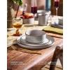 imageFamiware Nebula Ridge Stoneware Dinnerware Sets Plates and Bowls Sets for 4 12 Pieces Dishes Set Microwave and Dishwasher Safe Kitchen Plates CharcoalLight Gray