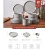 imageFamiware Nebula Ridge Stoneware Dinnerware Sets Plates and Bowls Sets for 4 12 Pieces Dishes Set Microwave and Dishwasher Safe Kitchen Plates CharcoalLight Gray