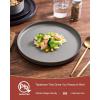 imageFamiware Nebula Ridge Stoneware Dinnerware Sets Plates and Bowls Sets for 4 12 Pieces Dishes Set Microwave and Dishwasher Safe Kitchen Plates CharcoalMulticolor