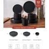 imageFamiware Nebula Ridge Stoneware Dinnerware Sets Plates and Bowls Sets for 4 12 Pieces Dishes Set Microwave and Dishwasher Safe Kitchen Plates CharcoalMatte Black