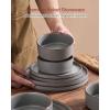 imageFamiware Nebula Ridge Stoneware Dinnerware Sets Plates and Bowls Sets for 4 12 Pieces Dishes Set Microwave and Dishwasher Safe Kitchen Plates CharcoalDark Gray