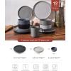 imageFamiware Nebula Ridge Stoneware Dinnerware Sets Plates and Bowls Sets for 4 12 Pieces Dishes Set Microwave and Dishwasher Safe Kitchen Plates CharcoalMulticolor