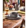 imageFamiware Nebula Ridge Stoneware Dinnerware Sets Plates and Bowls Sets for 4 12 Pieces Dishes Set Microwave and Dishwasher Safe Kitchen Plates CharcoalDark Gray