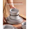 imageFamiware Nebula Ridge Stoneware Dinnerware Sets Plates and Bowls Sets for 4 12 Pieces Dishes Set Microwave and Dishwasher Safe Kitchen Plates CharcoalLight Gray