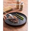 imageFamiware Nebula Ridge Stoneware Dinnerware Sets Plates and Bowls Sets for 4 12 Pieces Dishes Set Microwave and Dishwasher Safe Kitchen Plates CharcoalMatte Black