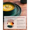 imageFamiware Nebula Ridge Stoneware Dinnerware Sets Plates and Bowls Sets for 4 12 Pieces Dishes Set Microwave and Dishwasher Safe Kitchen Plates CharcoalDark Green